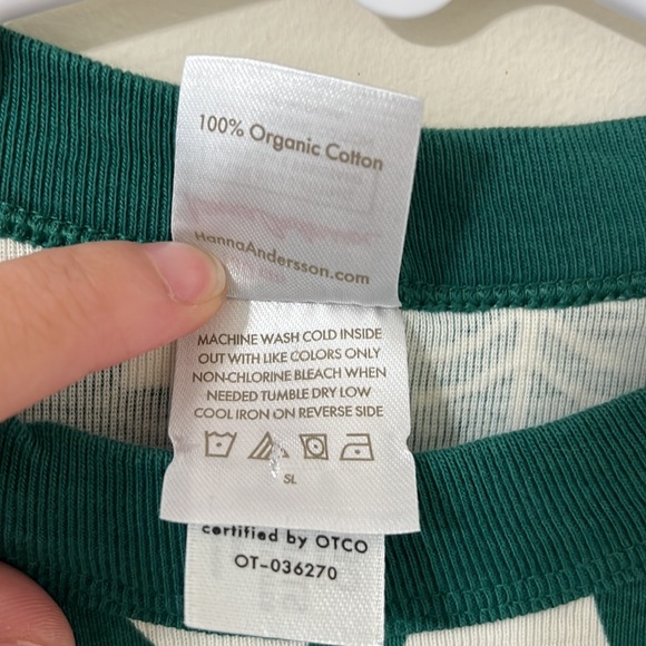 Hanna Andersson Green Christmas Tree Holiday Print Long John Pajama Top Size 8 - Picture 6 of 8